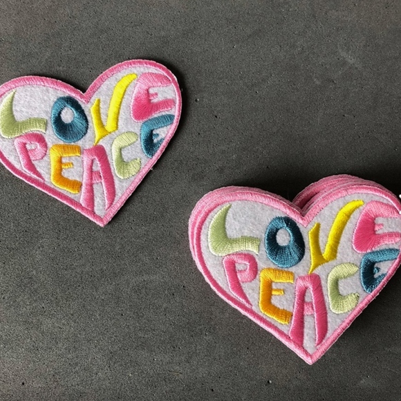 ‘Love Peace' Heart Shaped Patches - Picture 2 of 2